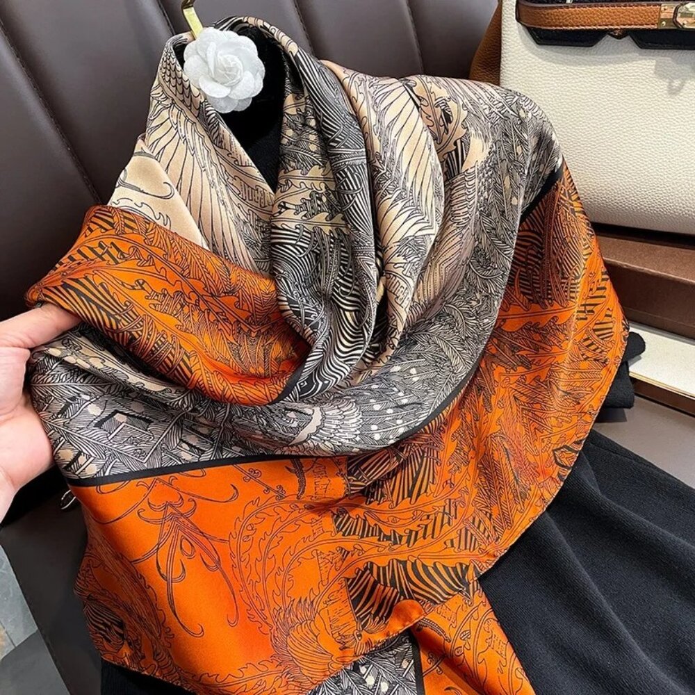 2/$30 NEW Colorful Bohemian Nature Mosaic Printed Silky Fashion Scarf - Picture 5 of 12